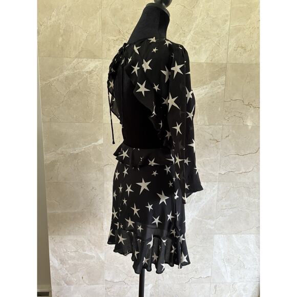 REALISATION PAR Goldie StarStruck Mini Dress XS Black Silk Ruffle Party - Picture 9 of 16